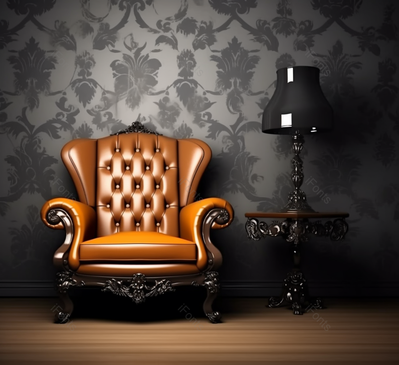 复古风格扶手椅和复古风格台灯装修背景,高清,摄影图,摄影图片,图片大全,摄影图免费下载